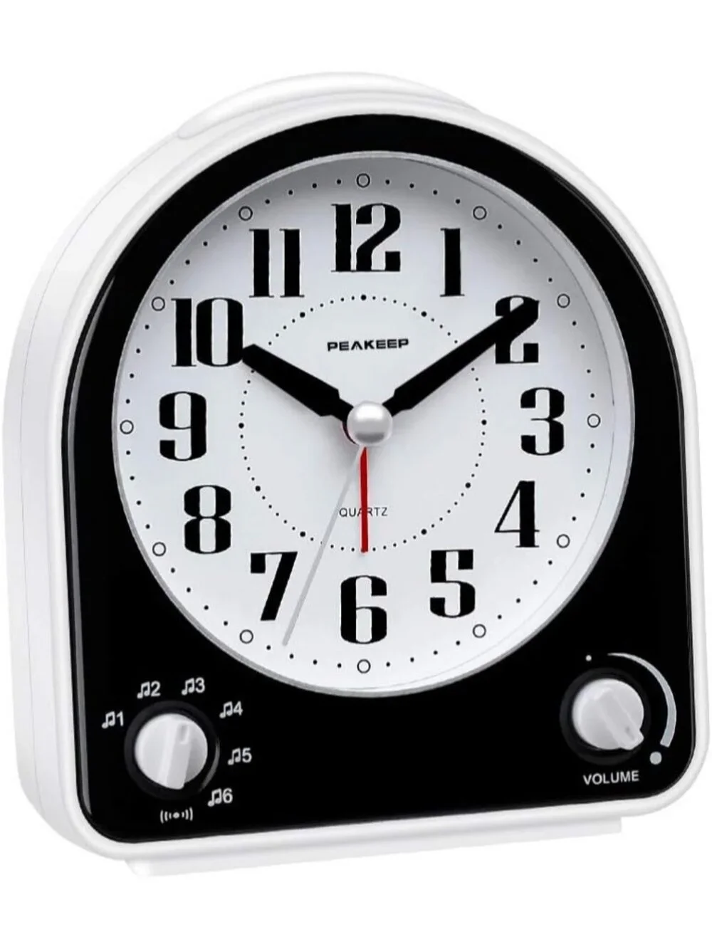 Home Black Analog Battery Operated Alarm Non-Ticking Silent Semicircular Clock